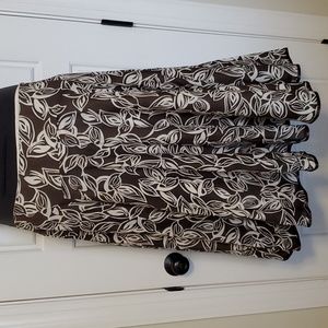 Brown and cream floral pattern skirt